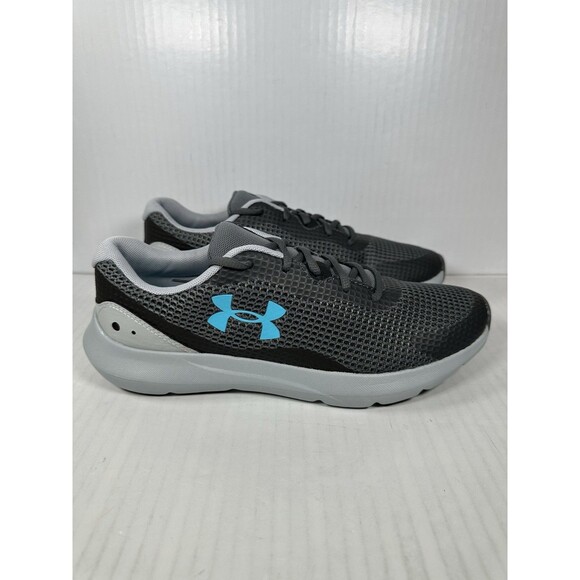 Size 9 Under Armour Mens UA Surge 3 Gray Blue Running Shoes Cross Training NEW